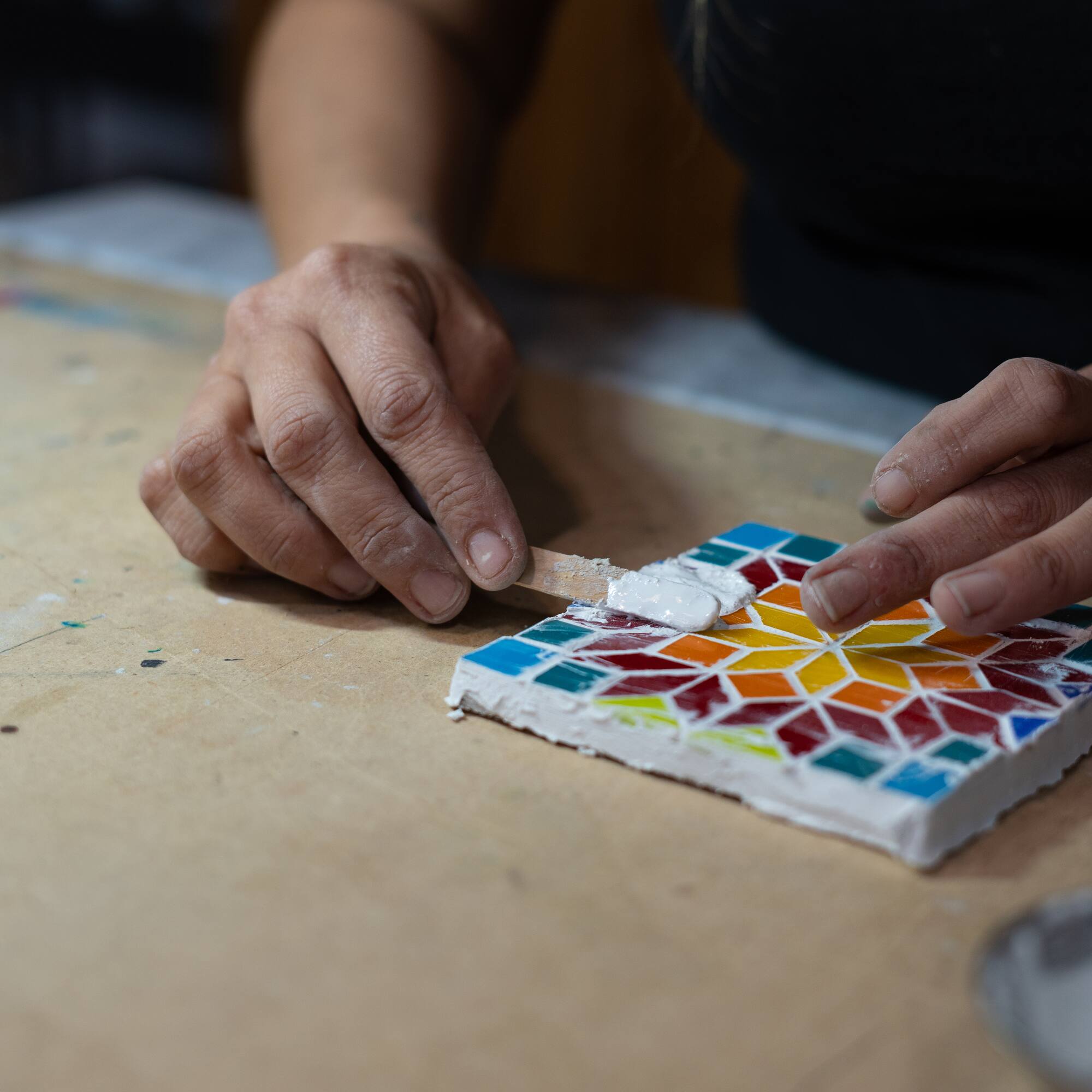Small Blue Mosaic Stained Glass Squares, 8oz.